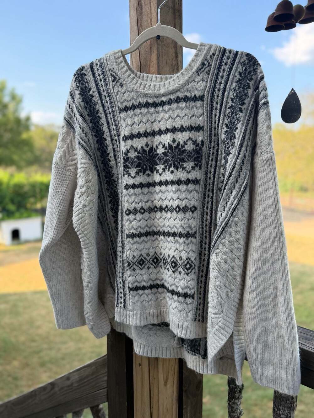 CAbi Chalet Pullover Fair Isle Knit Sweater